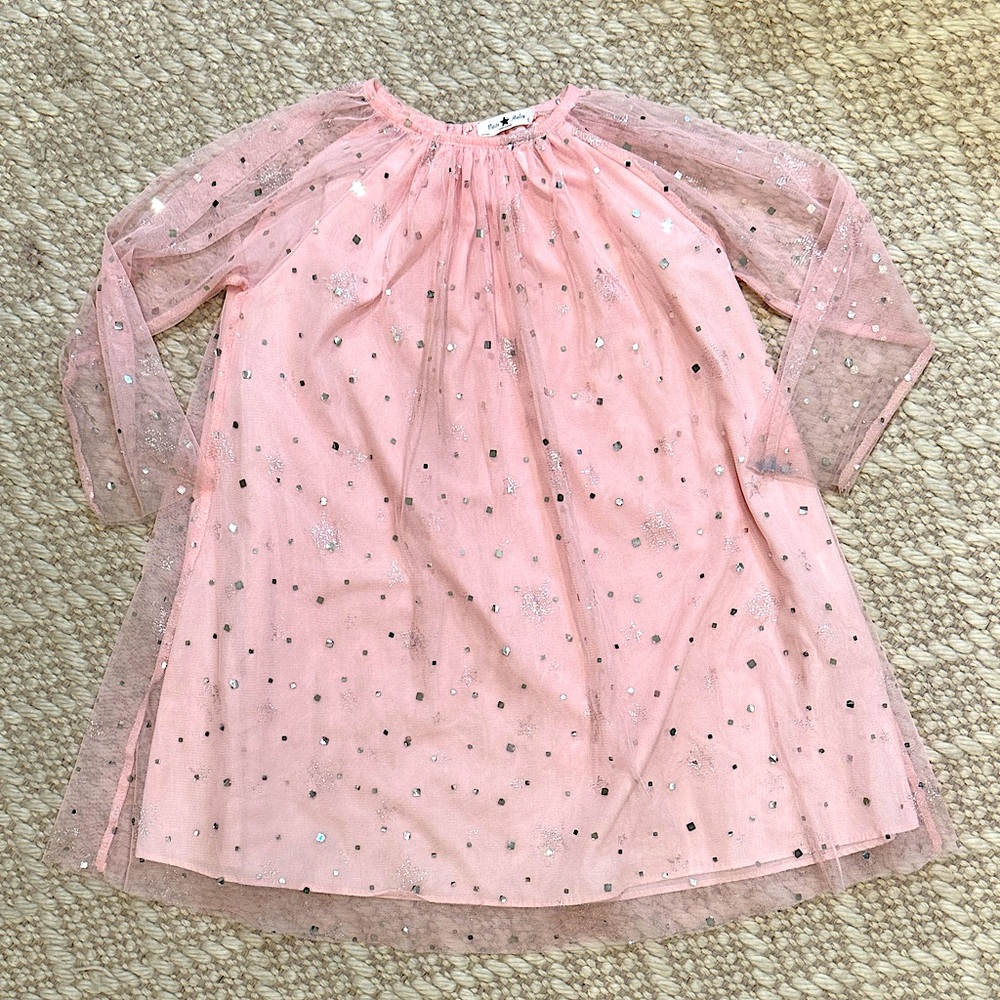 Petite Hailey - Girls Pink Dress with Silver Accents - Size: 5